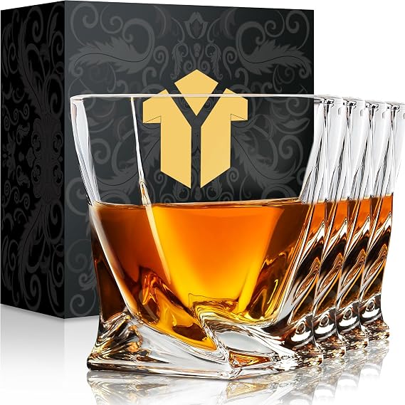 KITNATS Old Fashioned Whiskey Glasses, 10 oz, Set of 4